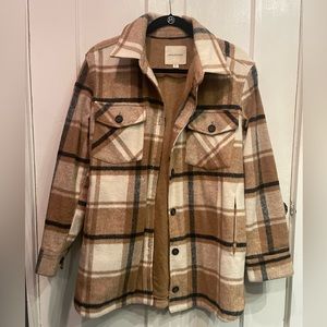 Brown/cream plaid shirt jacket